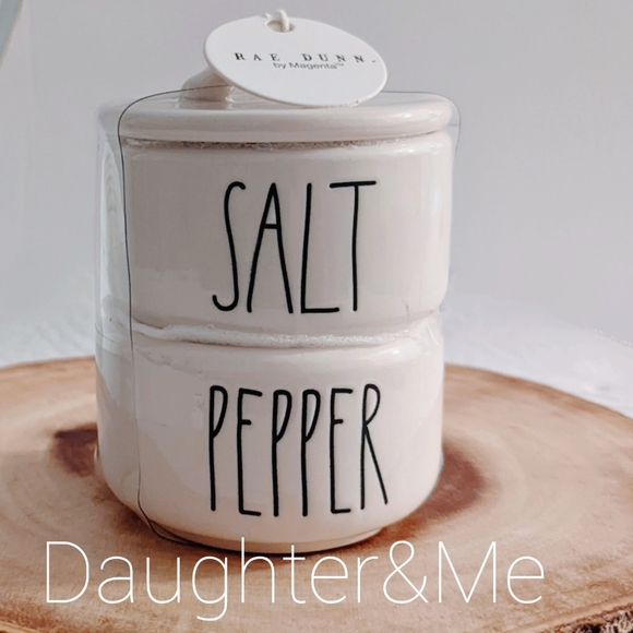 NEW Rae Dunn  Stackable SALT & PEPPER Cellars Set - Picture 3 of 3